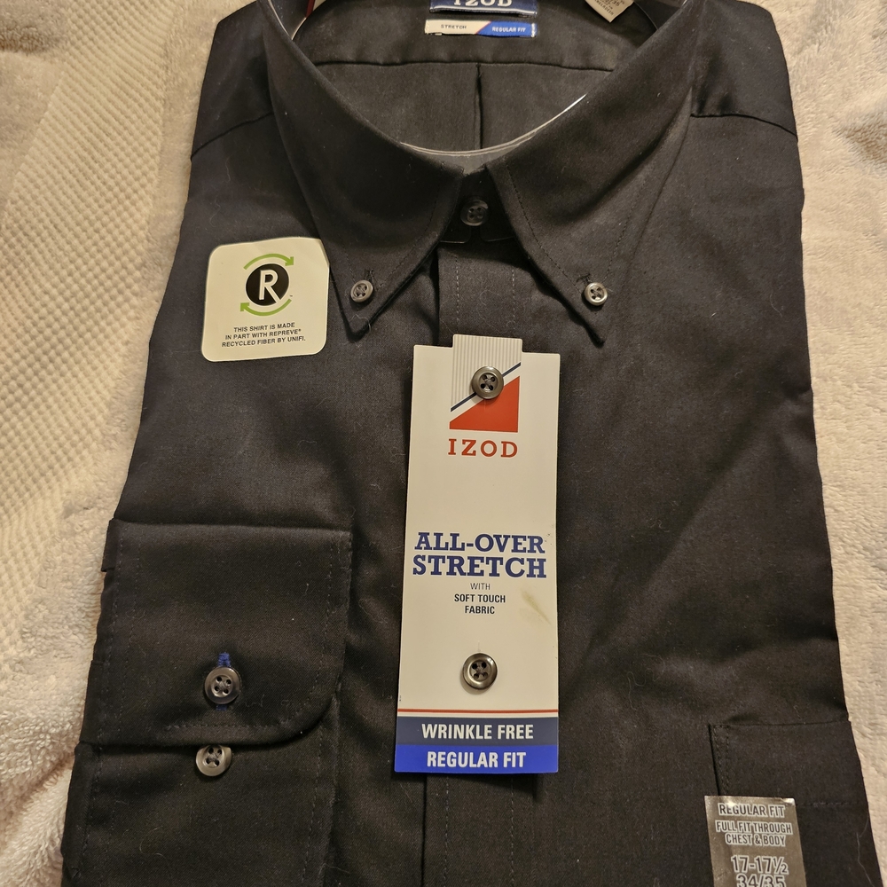 IZOD Black Men's Shirt - All-Over Stretch